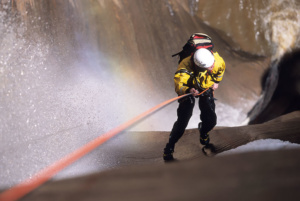 Rappelling in Water Canyon during Spring runoff.